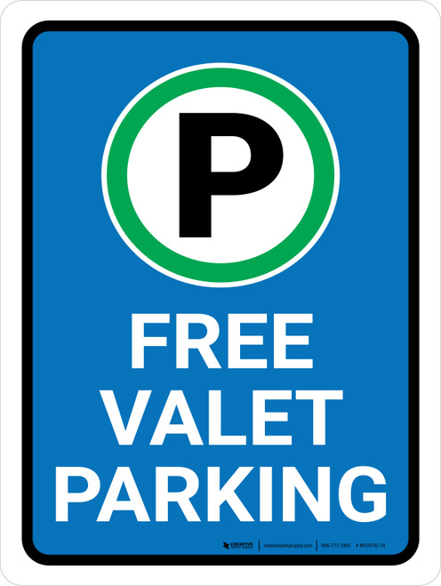 Free Valet Parking with Icon Portrait - Wall Sign