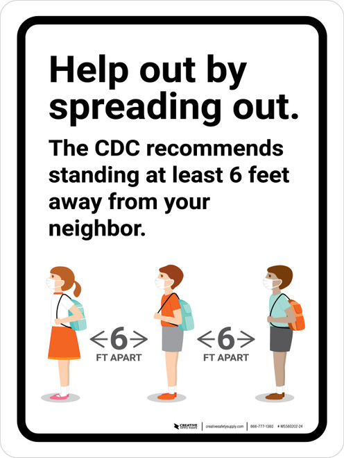 Help Out by Spreading Out - Back to Schoool Portrait - Wall Sign