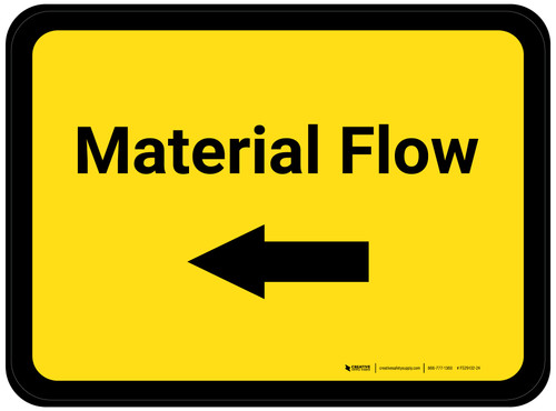Material Flow - Yellow Left Arrow Rectangle - Floor Sign