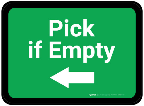 Pick if Empty Arrow Left - Green Rectangle - Floor Sign