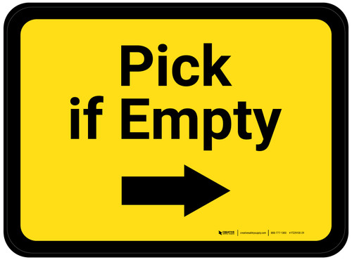 Pick if Empty Arrow Right - Yellow Rectangle - Floor Sign