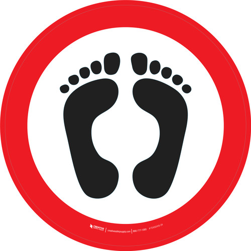Wait Here Barefeet Imprints Graphic Circle - Floor Sign