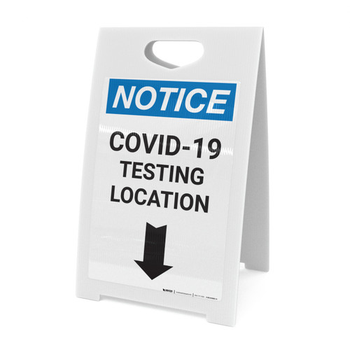 Notice: COVID-19 Testing Location Down Arrow Portrait - A-Frame Sign