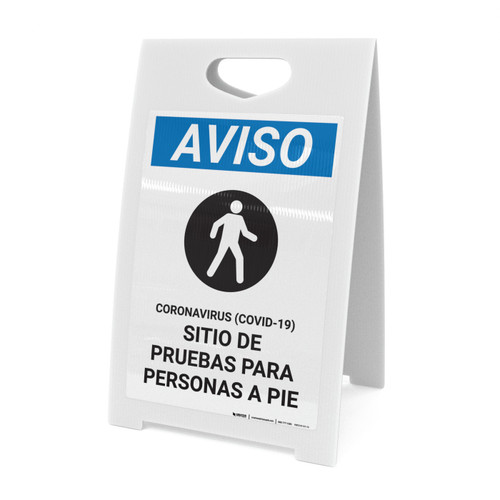 Notice: Coronavirus Testing Site Walk Up Testing Spanish with Icon Portrait - A-Frame Sign