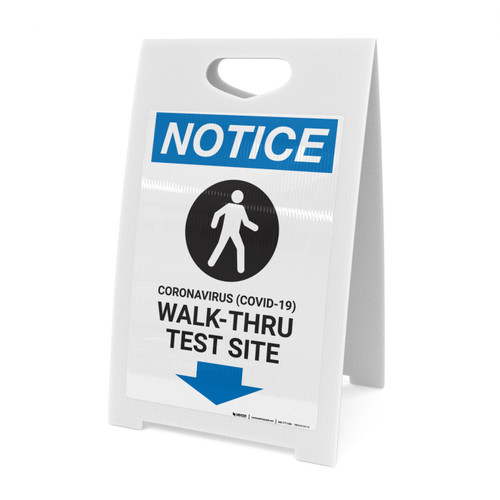 Notice: Coronavirus Walk-Thru Test Site Down with Icon Portrait - A-Frame Sign