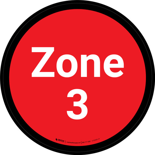 Zone 3 - Red Circle - Floor sign