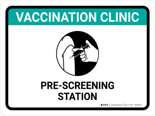 Vaccination Clinic: Pre-Screening Station Green Landscape - Wall Sign