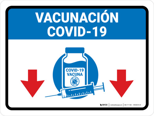 Covid-19 Vaccinations Down Arrow Spanish Landscape - Wall Sign
