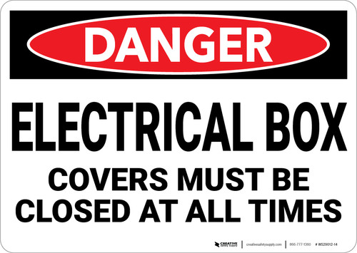 Danger: Electrical Box Covers Must Be Closed - Wall Sign