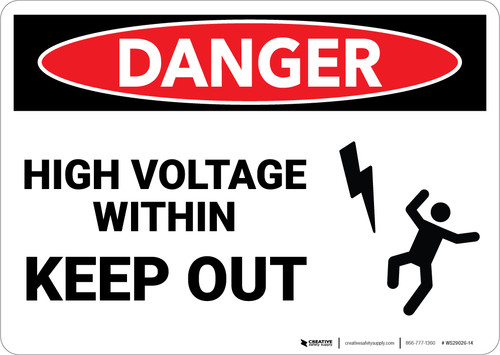 Danger: Enclosure Must Not Be Entered Contains High Voltage - Wall Sign