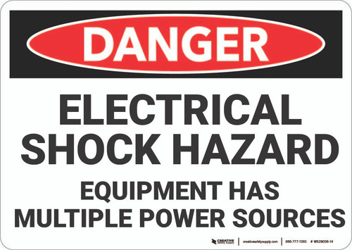Danger: Electrical Shock Hazard Multiple Power Sources - Wall Sign