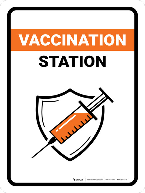 Vaccination Station Portrait - Wall Sign