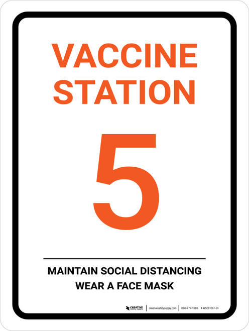 Vaccine Station 5 Portrait - Wall Sign