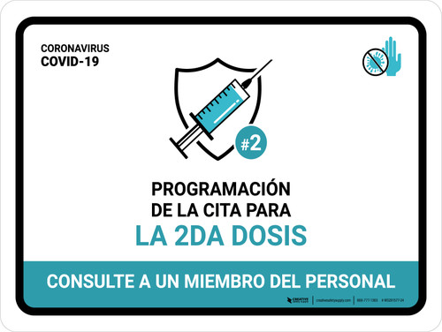2nd dose Appointment Scheduling Spanish Landscape - Wall Sign