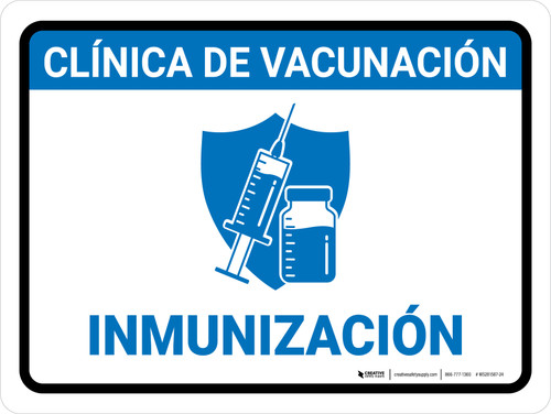 Vaccination Clinic: Immunization Spanish Blue Landscape - Wall Sign