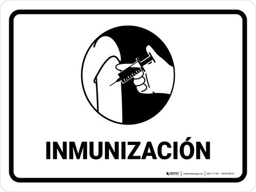 Immunization With Vaccine Injection Icon Spanish Landscape - Wall Sign