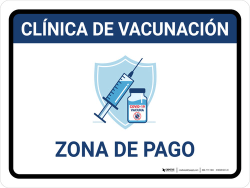 Vaccination Clinic: Payment Area Blue Spanish Landscape - Wall Sign