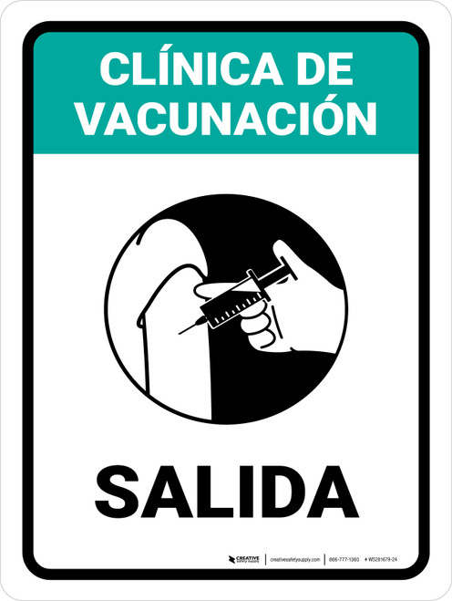 Vaccination Clinic: Exit Green Spanish Portrait - Wall Sign