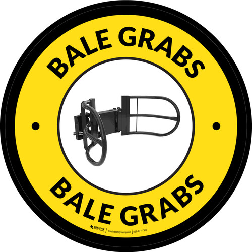 Bale Grabs Yellow Circular - Floor Sign