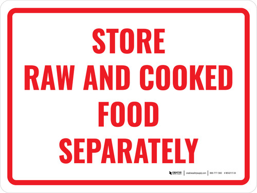 Store Raw and Cooked Food Separately Landscape - Wall Sign