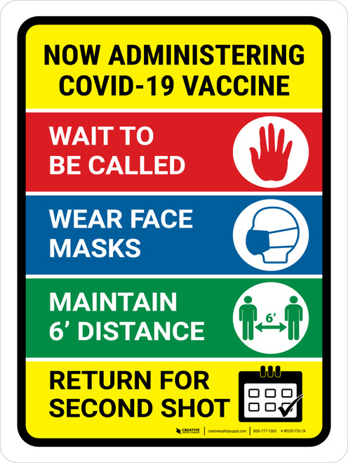 Now Administrating Covid-19 Vaccine V1 Portrait - Wall Sign