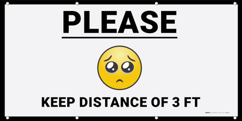 Please Keep Distance of 3ft Facemask Emojis - Banner