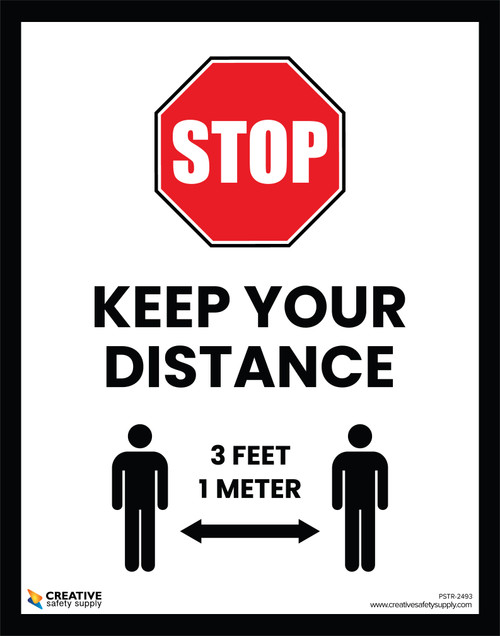 Stop - Keep Your Distance (3ft/1m) - Poster