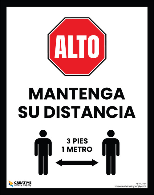 Stop - Keep Your Distance (3 Feet 1 Meters) (Spanish) - Poster