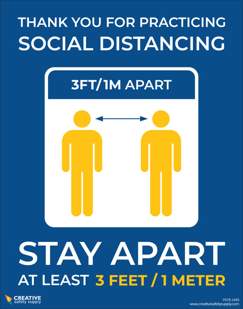 Thank You For Practicing Social Distancing - Stay Apart 3 Feet - Poster
