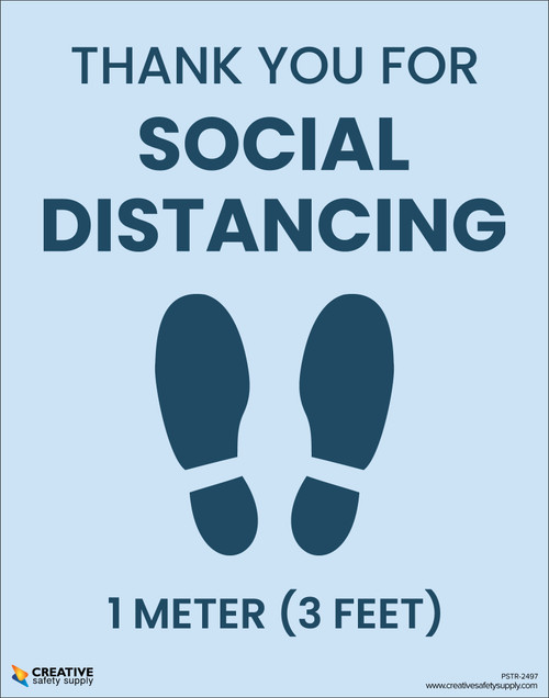Thank You For Social Distancing Feet Icon (1 Meters/3 Feet) - Poster