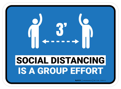 Social Distancing Is A Group Effort Blue 3ft Rectangular - Floor Sign