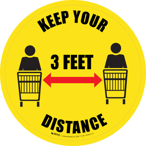 Keep Your Distance - 3 FEET - Floor Sign
