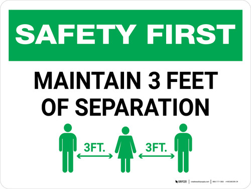 Safety First: Maintain 3 Feet of Separation with Icon Landscape - Wall Sign