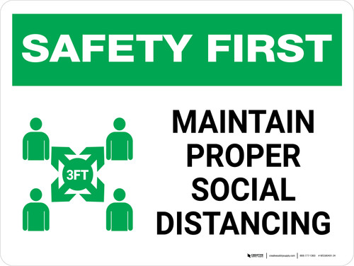 Safety First: Maintain Proper Social Distancing with 3ft Icon Landscape - Wall Sign