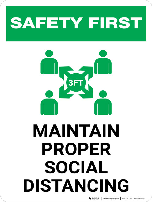 Safety First: Maintain Proper Social Distancing with 3ft Icon Portrait - Wall Sign
