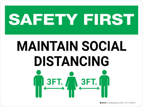 Safety First: Maintain Social Distancing with 3ft Icon Landscape - Wall Sign