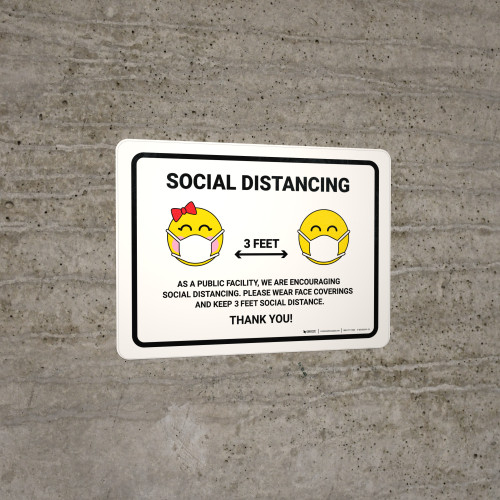 Round Emoji Set of 3 Social Distancing Floor Signs