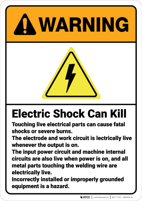 Warning: Electric Shock Can Kill ANSI - Wall Sign