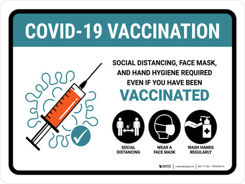 Covid-19 Vaccinations: Face Mask Required Even If You Have Been Vaccinated Landscape - Wall Sign