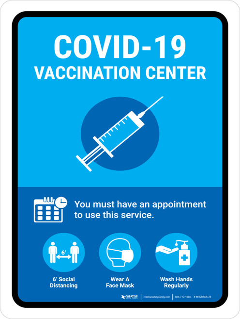 Covid-19 Vaccination Center Portrait - Wall Sign