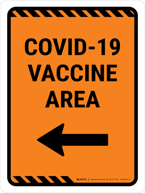 Covid-19 Vaccination Orange Center Blue Up Arrow Portrait - Wall Sign