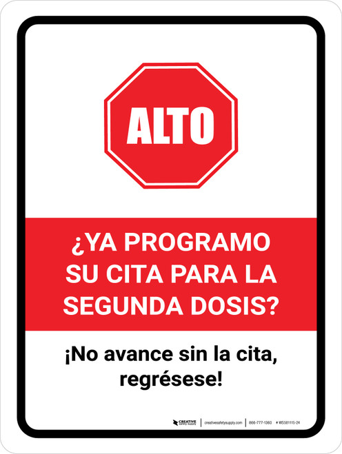 Stop: Have You Scheduled Your Second Vaccine Spanish Portrait - Wall Sign