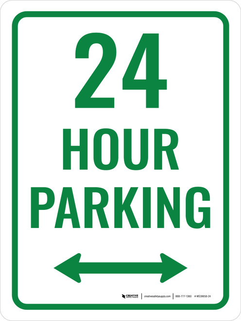 24 Hour Parking Portrait - Wall Sign