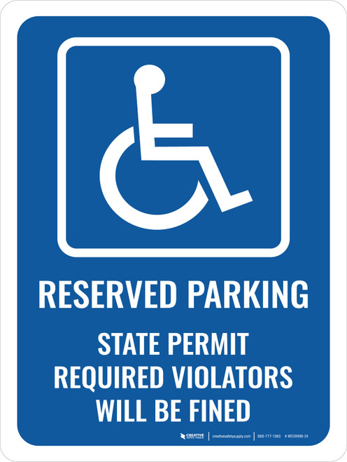 Reserved Parking Permit Required Portrait - Wall Sign