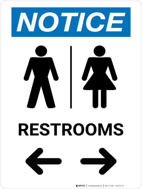 Notice With Arrows And Icon Male Left Female Right - Wall Sign