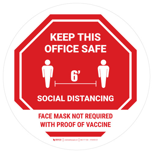 STOP Circular - Social Distancing Keep This Office Safe Mask Not Required with Icon - Floor Sign