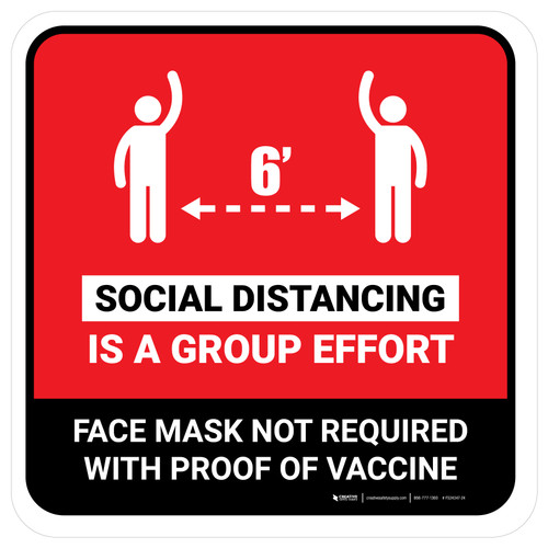 Social Distancing Is A Group Effort Mask Not Requiwith Icon Red Square - Floor Sign
