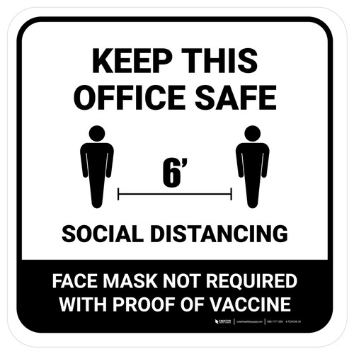 Keep This Office Safe Social Distancing Mask Not Required with Icon White Square - Floor Sign