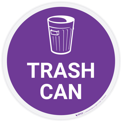 Trash Can Purple with Icon - Floor Sign