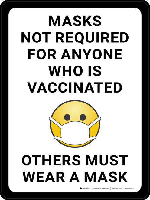 Masks Required If Not Vaccinated Sign - 10x14 Inch Adhesive Vinyl Safety Sign